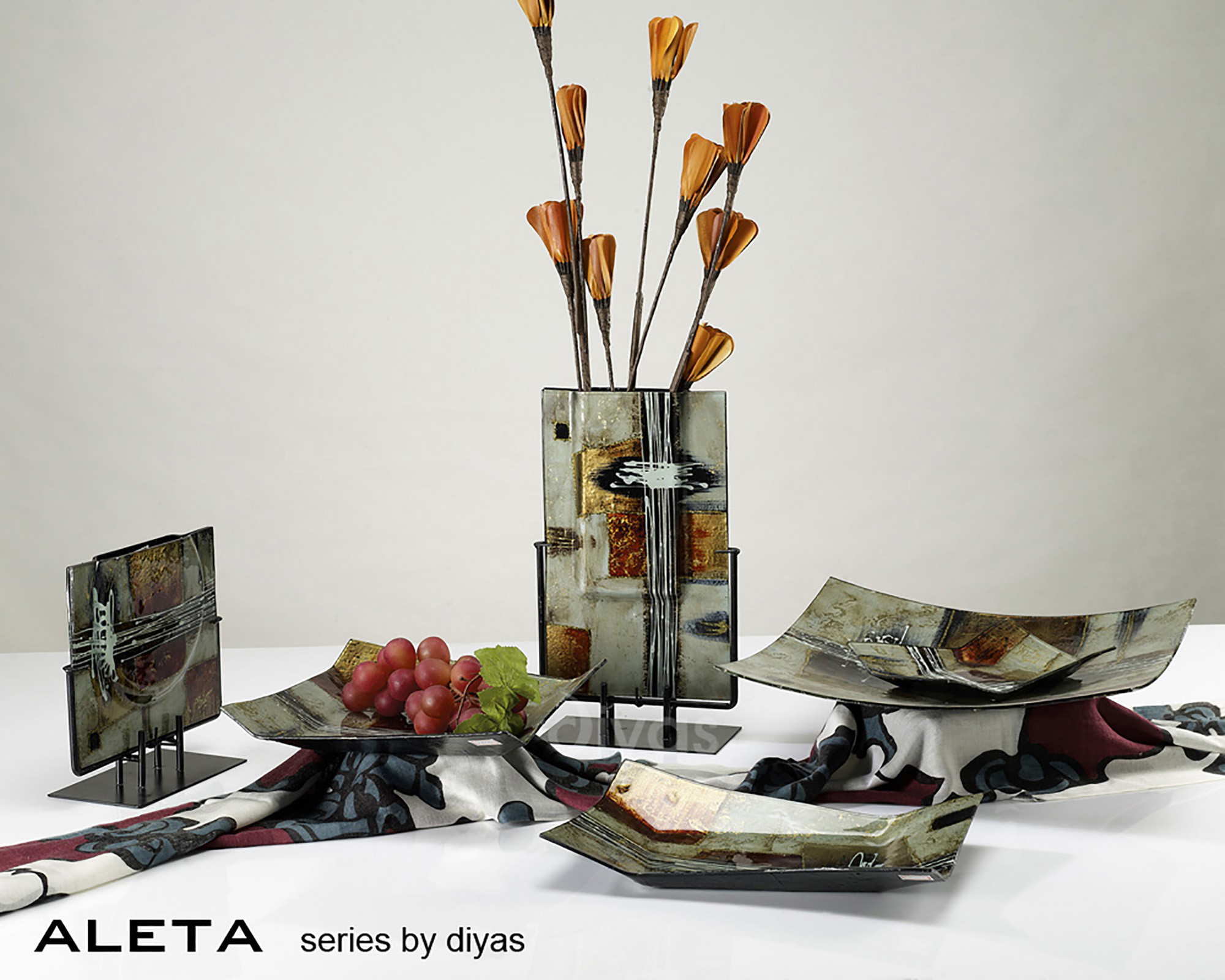 Aleta Glitter Art Glassware Diyas Home Platters